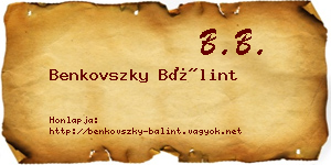 Benkovszky Bálint névjegykártya